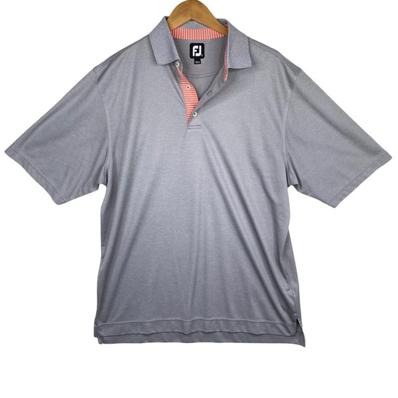 Footjoy Light Gray Short Sleeve Athletic Fit Performance Golf Polo Size Large - Picture 1 of 4